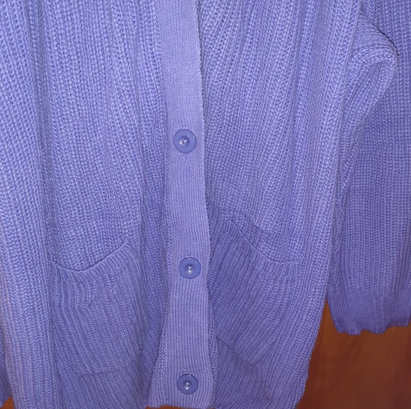 Woman Within Shaker Cardigan Sweater Iris Color 5X 38/40 New Never Worn NWOT - Picture 4 of 6